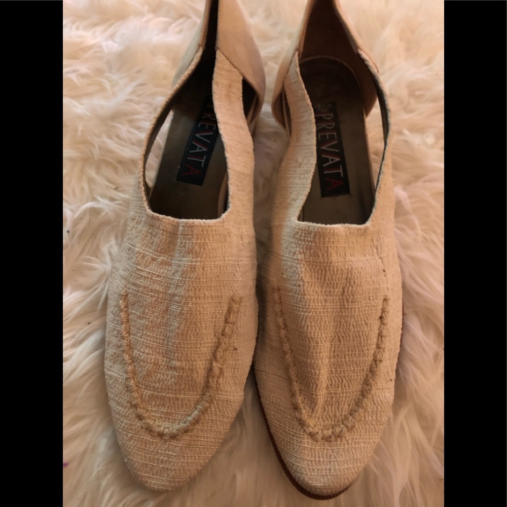 Prevata Stretchy Canvas Ivory Vintage Block Shoes